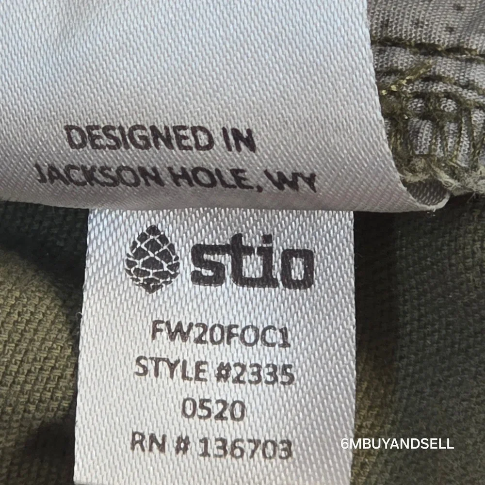 Stio Rivet Canvas Pants Mens 32S Khaki Tan Organic Cotton Stretch Outdoor 2335